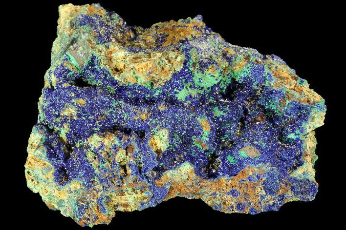 Sparkling Azurite and Malachite Crystal Cluster - Morocco #74386
